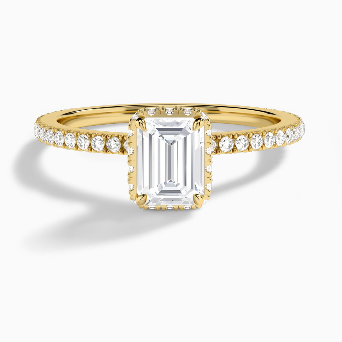 Emerald Maia Pavé Lab Grown Diamond Engagement Ring In 18K Yellow Gold - Lucenjuri