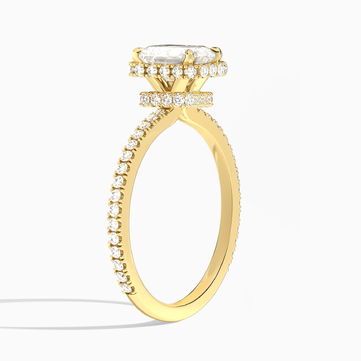 Emerald Maia Pavé Lab Grown Diamond Engagement Ring In 14K Yellow Gold, Angle View