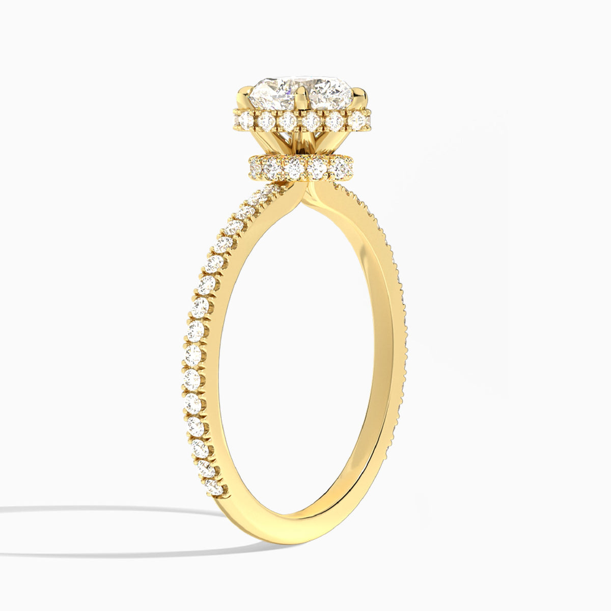 Heart Maia Pavé Lab Grown Diamond Engagement Ring In 14K Yellow Gold, Angle View