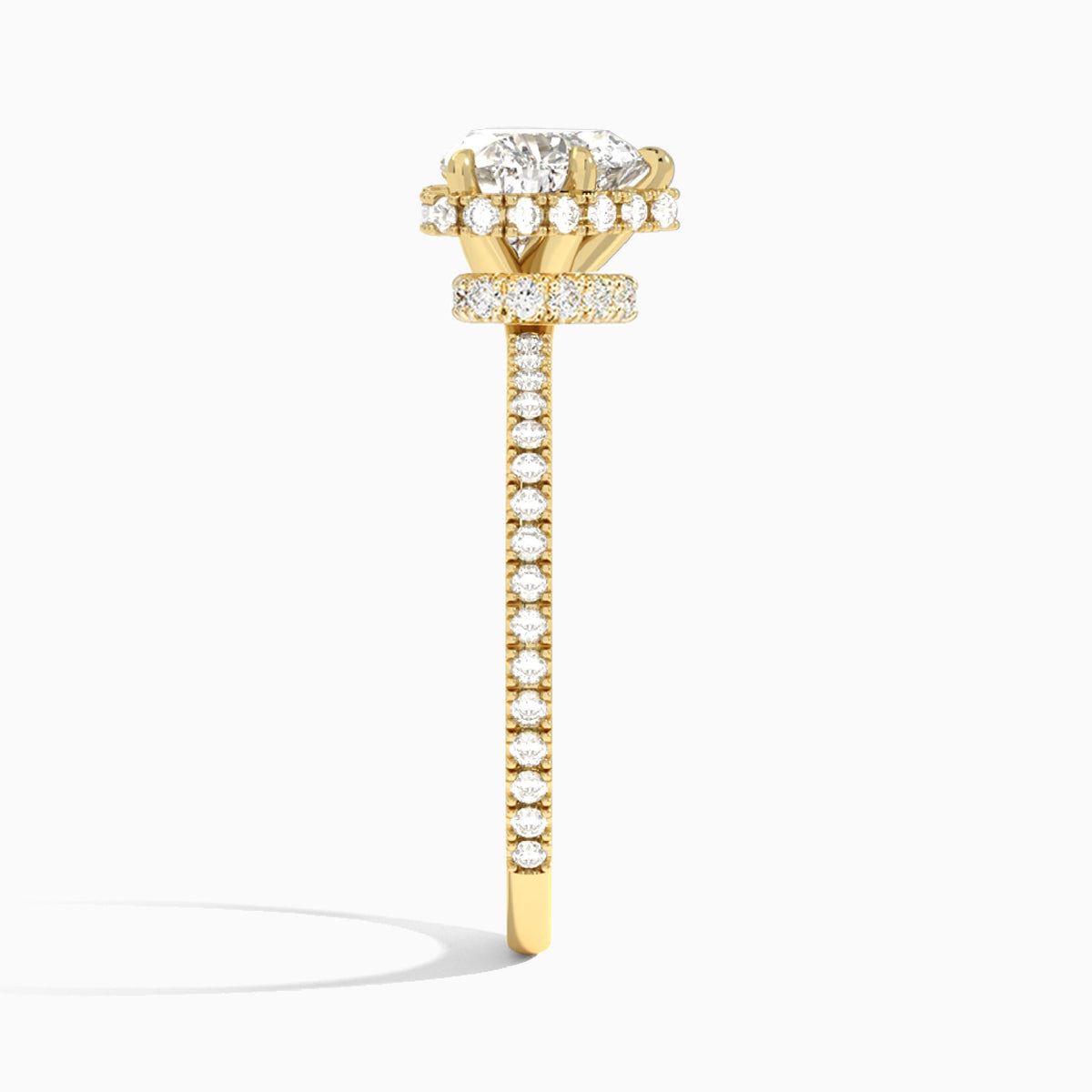 Heart Maia Pavé Lab Grown Diamond Engagement Ring In 14K Yellow Gold, Side View
