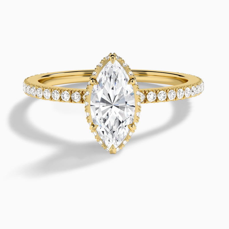 Marquise Maia Pavé Lab Grown Diamond Engagement Ring In 14K Yellow Gold - Lucenjuri