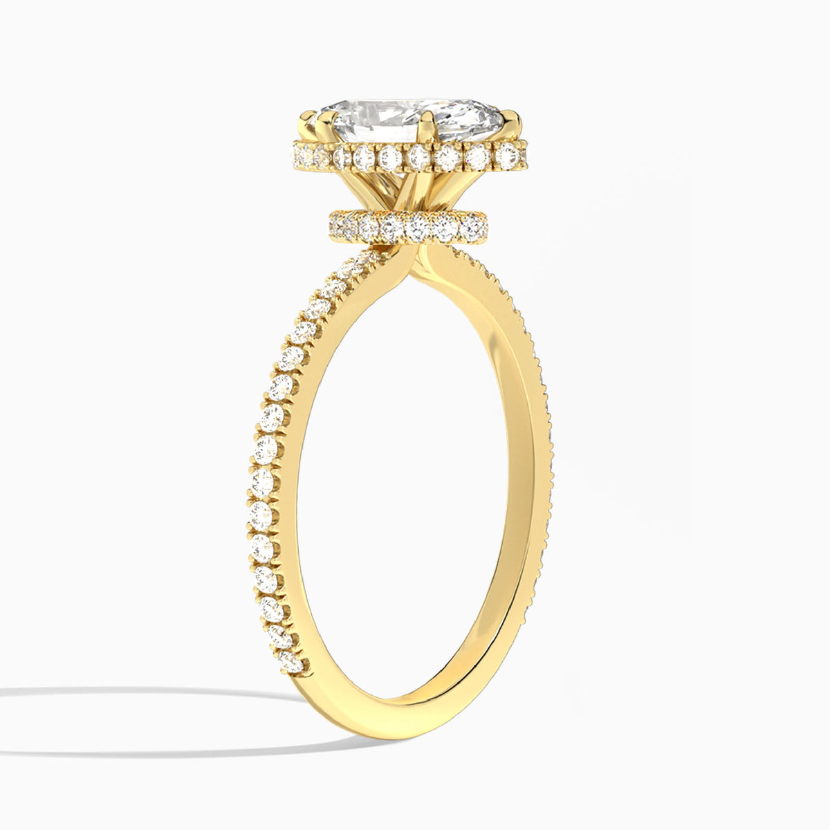 Marquise Maia Pavé Lab Grown Diamond Engagement Ring In 14K Yellow Gold, Angle View