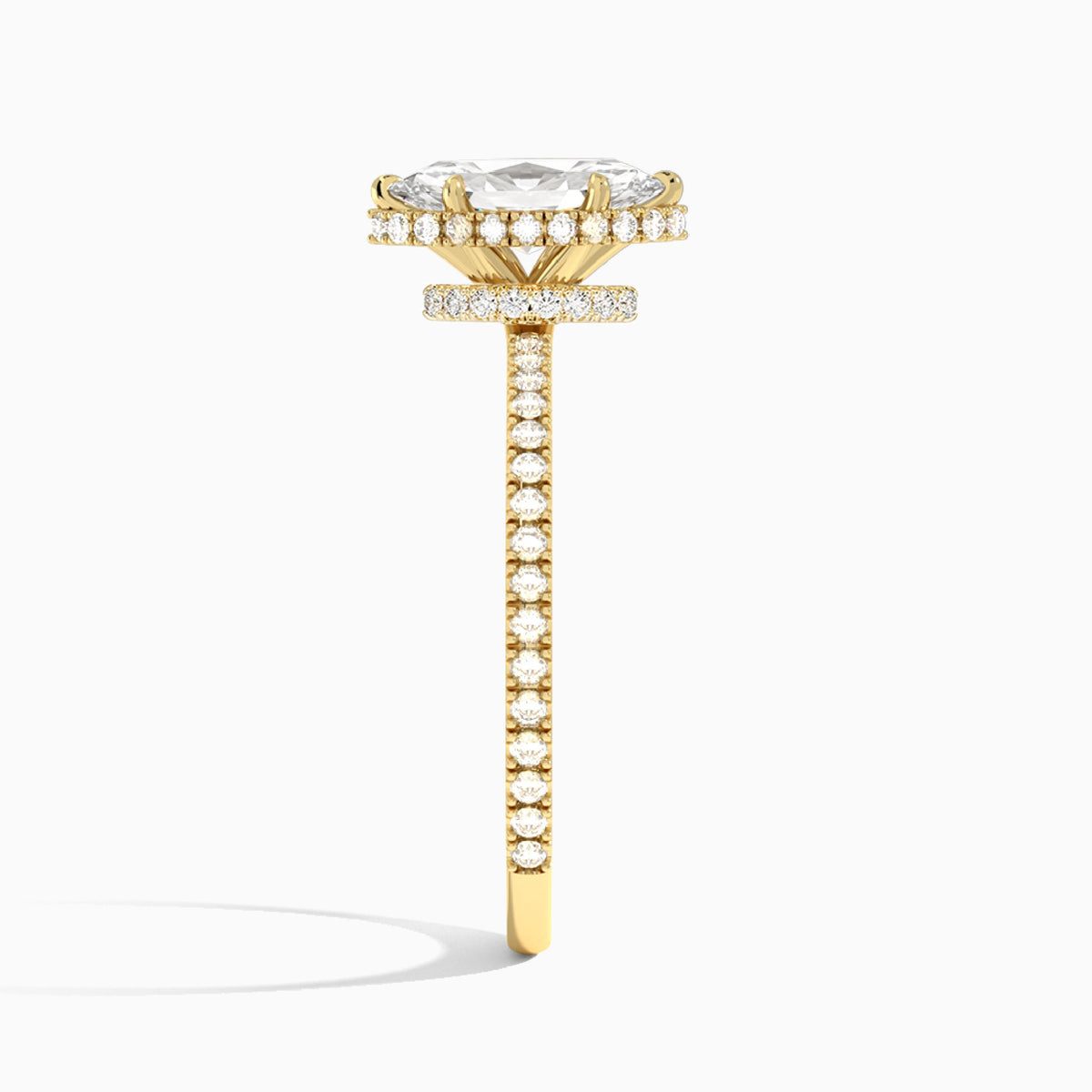 Marquise Maia Pavé Lab Grown Diamond Engagement Ring In 18K Yellow Gold, Side View