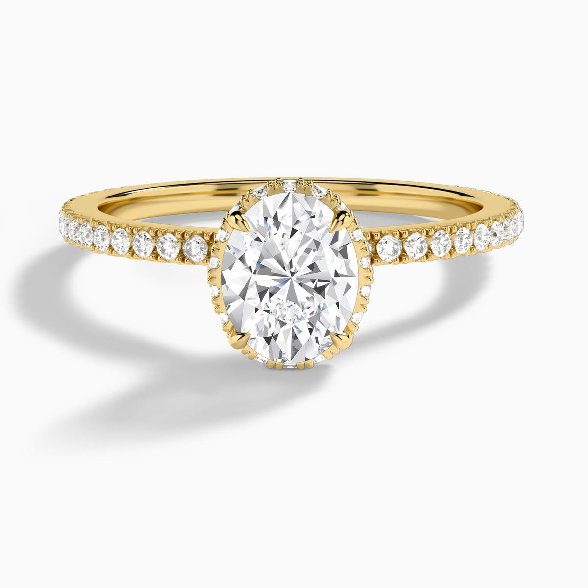 Oval Maia Pavé Lab Grown Diamond Engagement Ring In 14K Yellow Gold - Lucenjuri