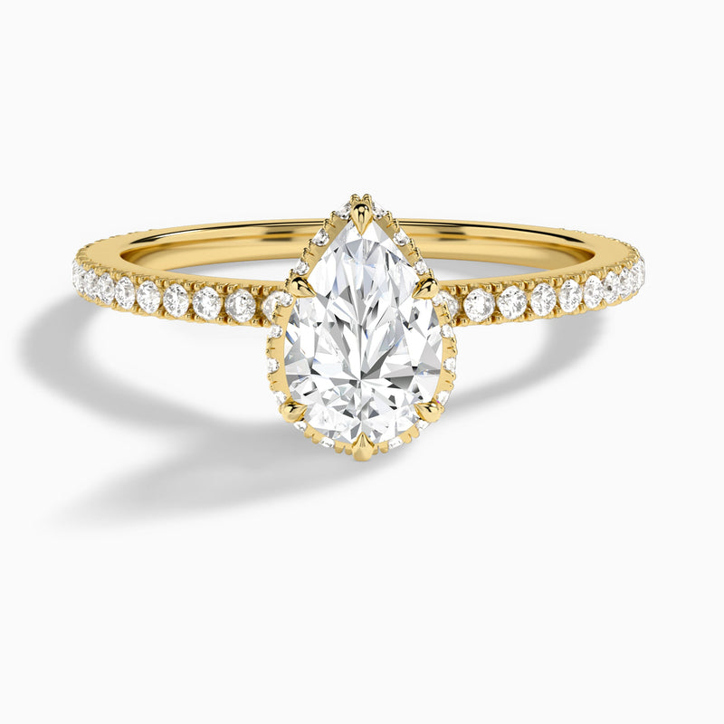 Pear Maia Pavé Lab Grown Diamond Engagement Ring In 14K Yellow Gold - Lucenjuri