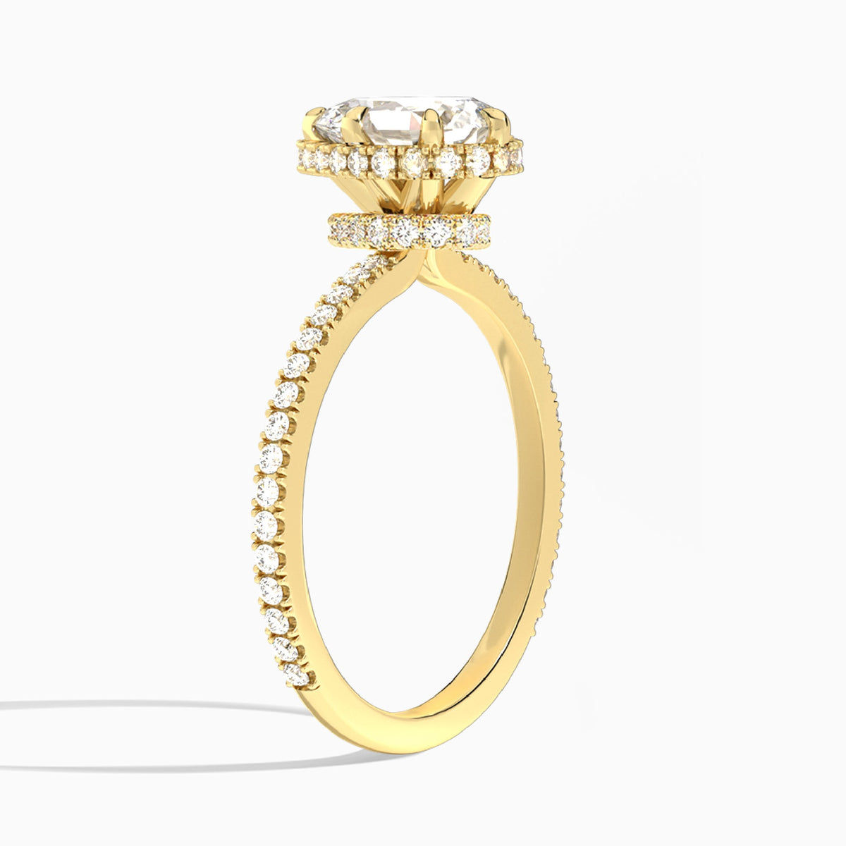 Pear Maia Pavé Lab Grown Diamond Engagement Ring In 14K Yellow Gold, Angle View