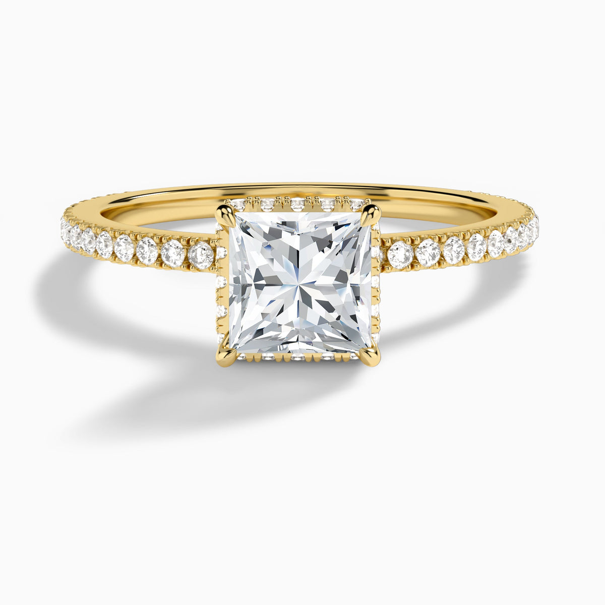 Princess Maia Pavé Lab Grown Diamond Engagement Ring In 14K Yellow Gold - Lucenjuri