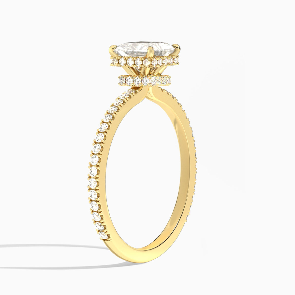 Princess Maia Pavé Lab Grown Diamond Engagement Ring In 14K Yellow Gold, Angle View