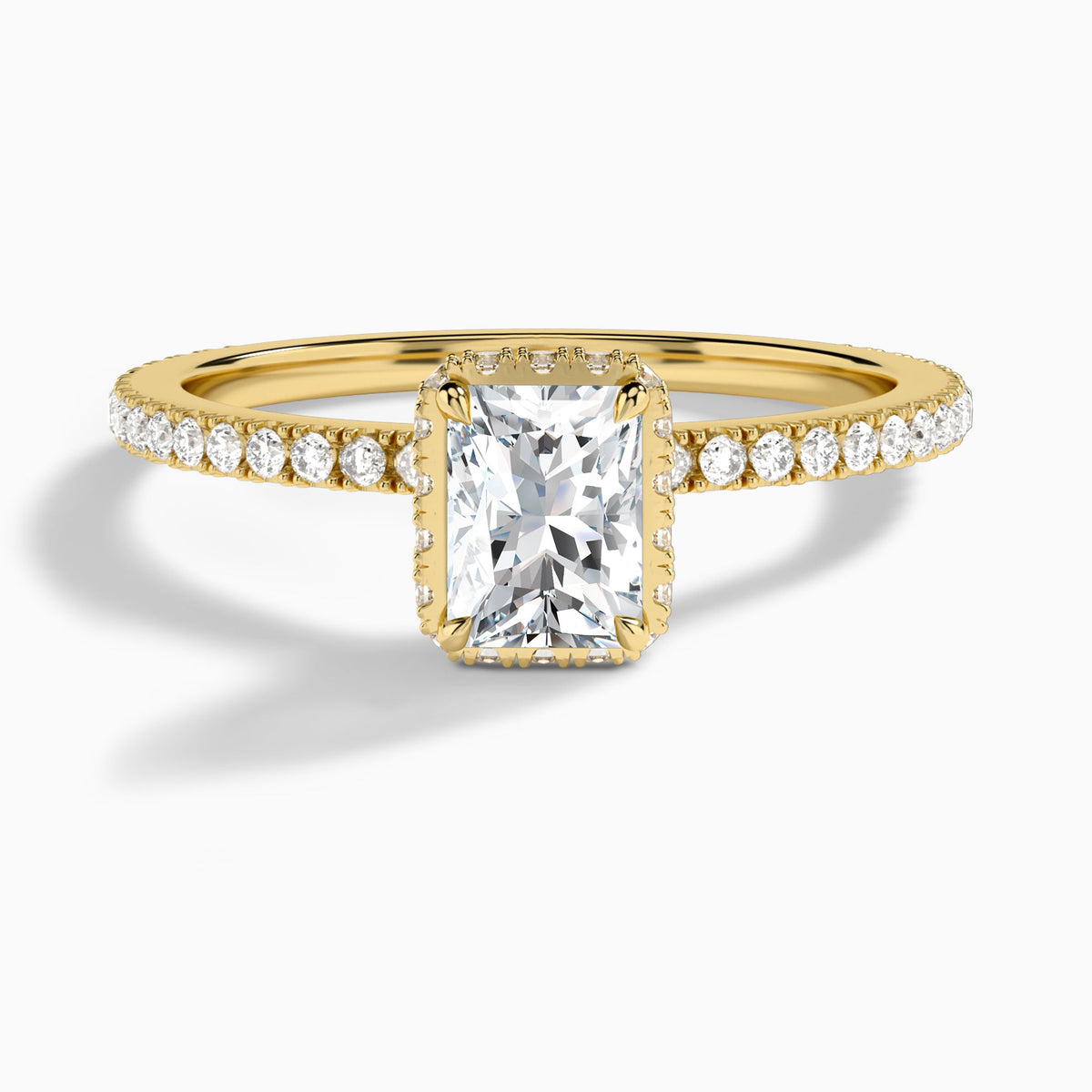 Radiant Maia Pavé Lab Grown Diamond Engagement Ring In 18K Yellow Gold - Lucenjuri