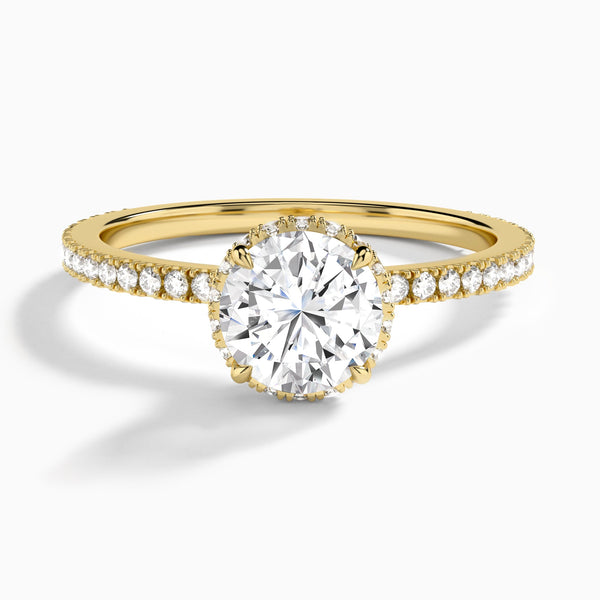Round Maia Pavé Lab Grown Diamond Engagement Ring In 14K Yellow Gold - Lucenjuri