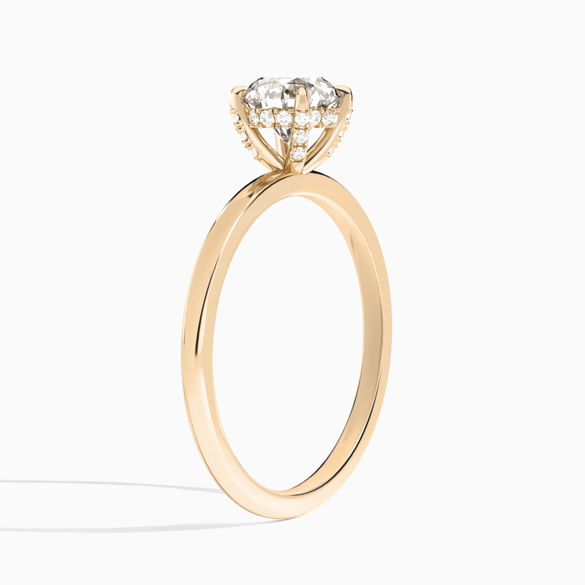 Round Seraphine Lab Grown Diamond Engagement Ring In 14K Rose Gold, Angle View