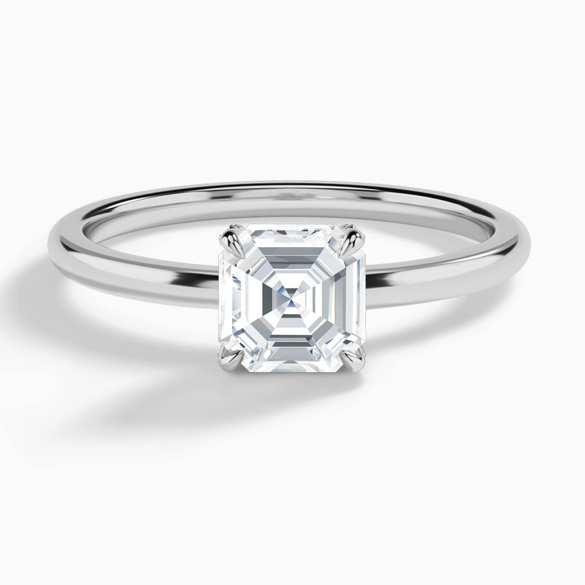 Asscher Seraphine Lab Grown Diamond Engagement Ring In 14K White Gold - Lucenjuri