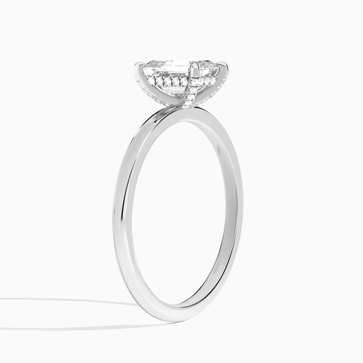 Emerald Seraphine Lab Grown Diamond Engagement Ring In 14K White Gold, Angle View