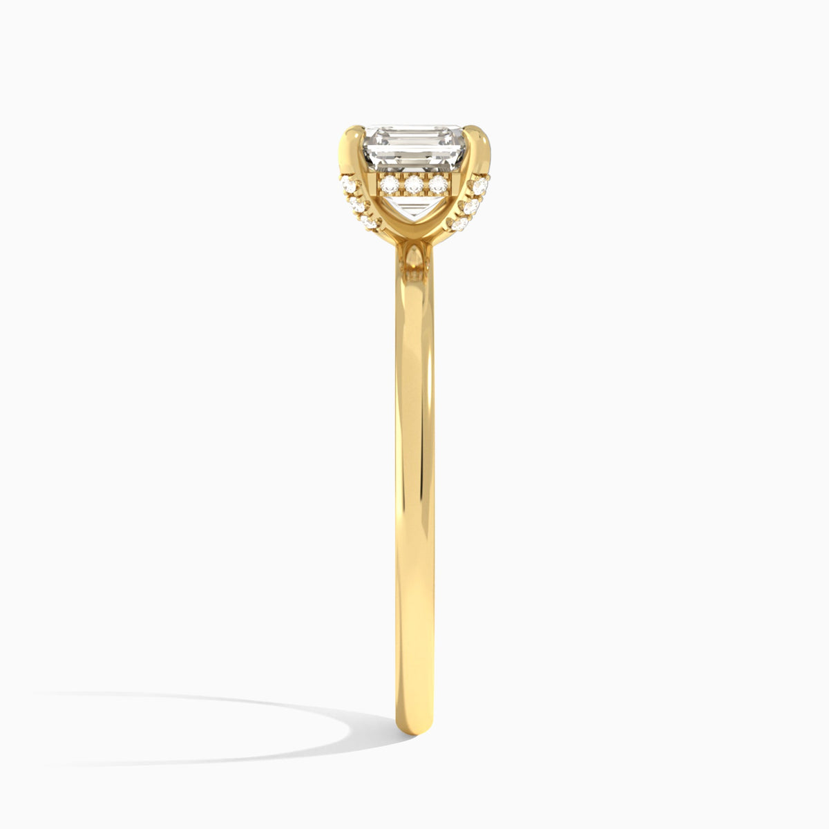 Asscher Seraphine Lab Grown Diamond Engagement Ring In 18K Yellow Gold, Side View