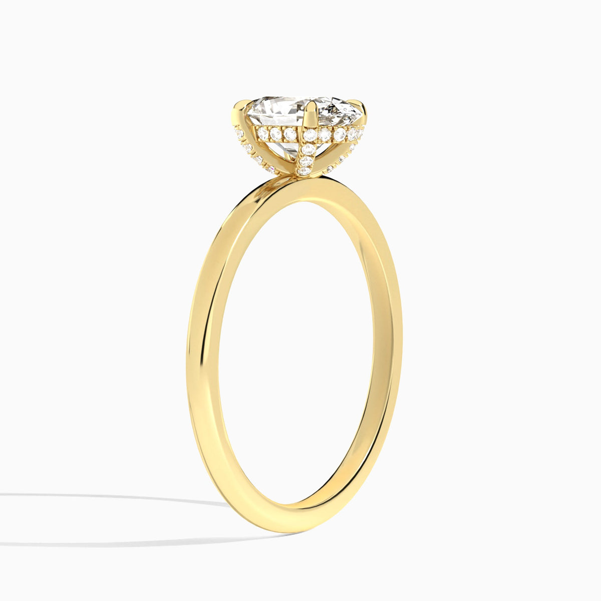 Oval Seraphine Lab Grown Diamond Engagement Ring In 14K Yellow Gold, Angle View