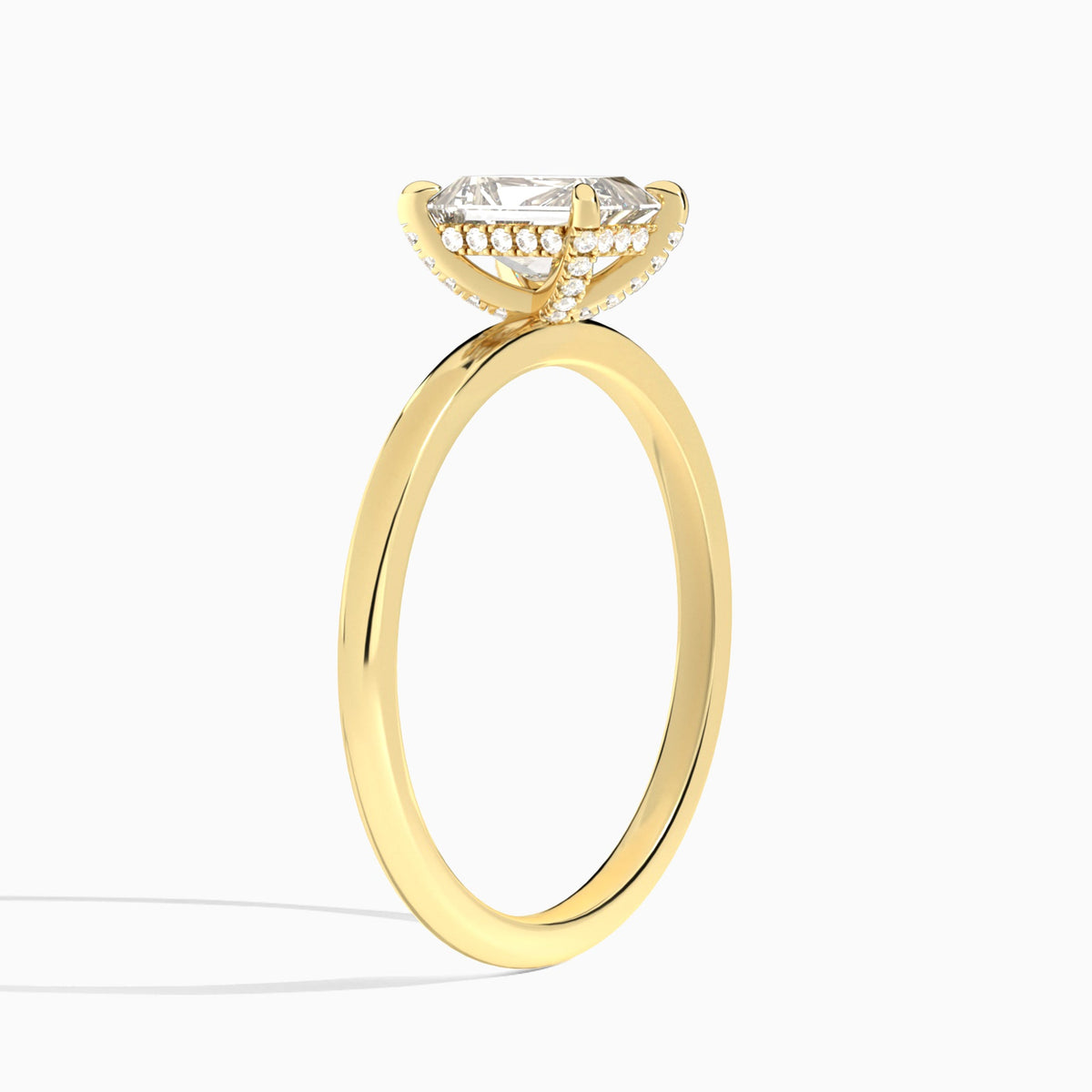 Radiant Seraphine Lab Grown Diamond Engagement Ring In 14K Yellow Gold, Angle View
