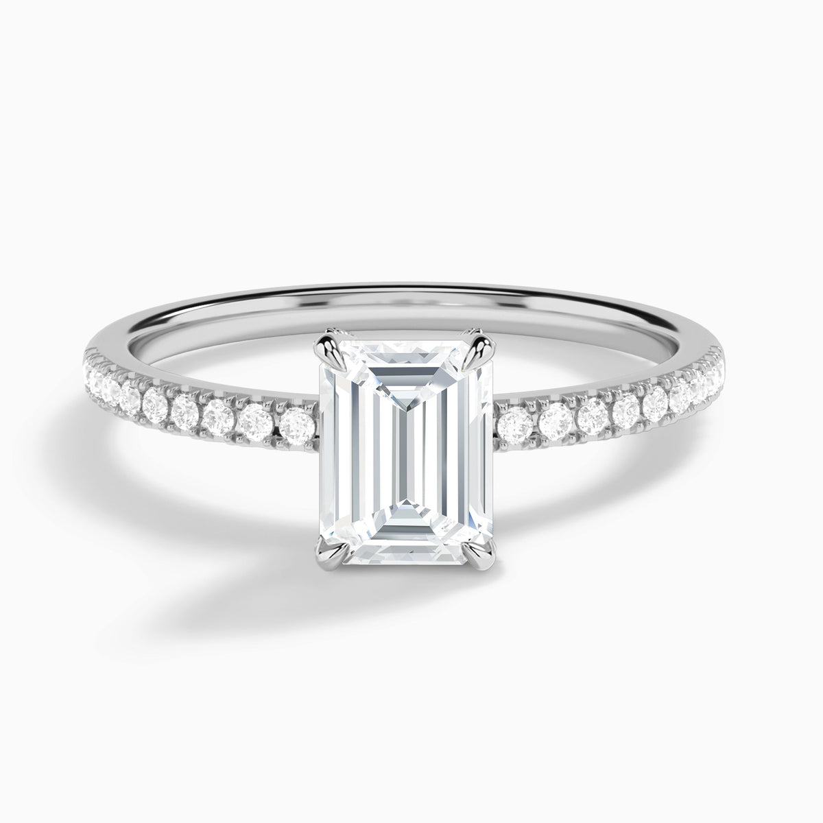 Emerald Valentina Pavé Lab Grown Diamond Engagement Ring In Platinum - Lucenjuri