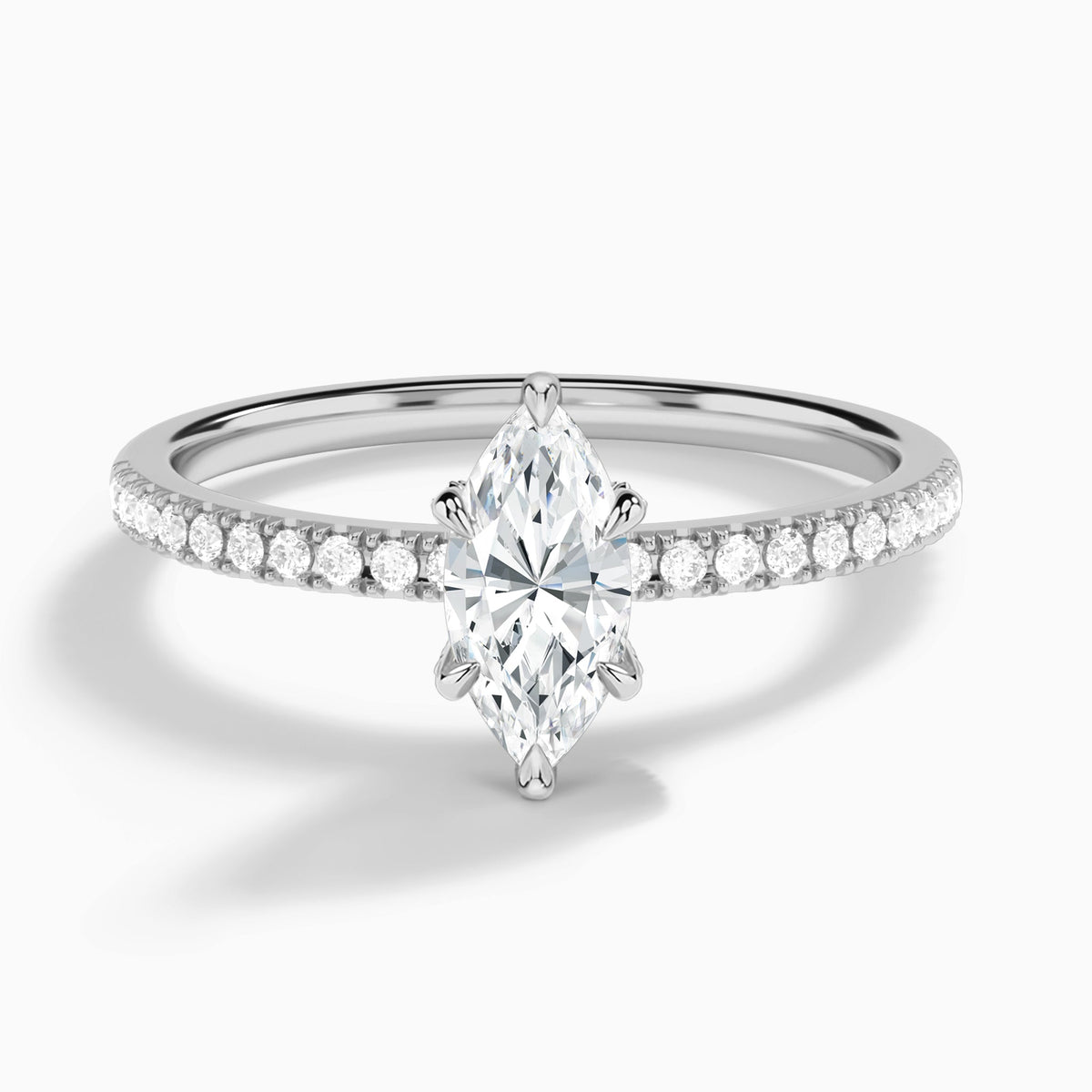 Marquise Valentina Pavé Lab Grown Diamond Engagement Ring In Platinum - Lucenjuri