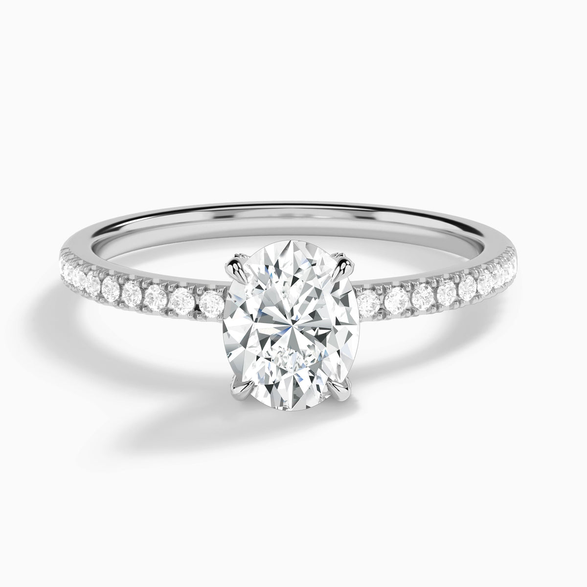 Oval Valentina Pavé Lab Grown Diamond Engagement Ring In Platinum - Lucenjuri