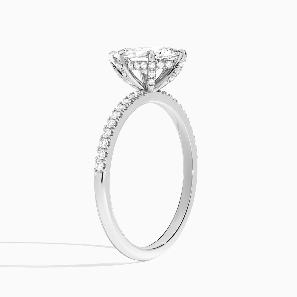 Pear Valentina Pavé Lab Grown Diamond Engagement Ring In Platinum, Angle View