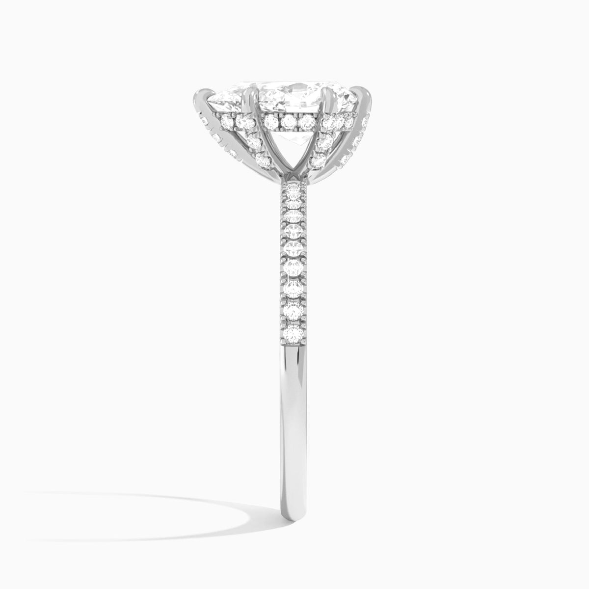 Pear Valentina Pavé Lab Grown Diamond Engagement Ring In Platinum, Side View