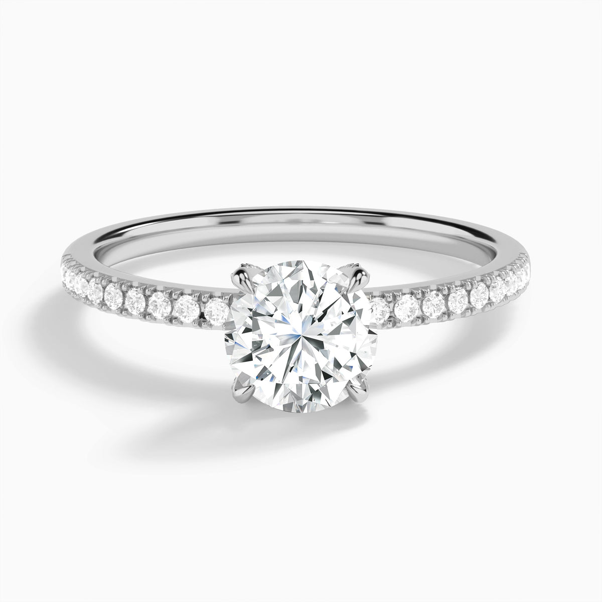 Round Valentina Pavé Lab Grown Diamond Engagement Ring In Platinum - Lucenjuri