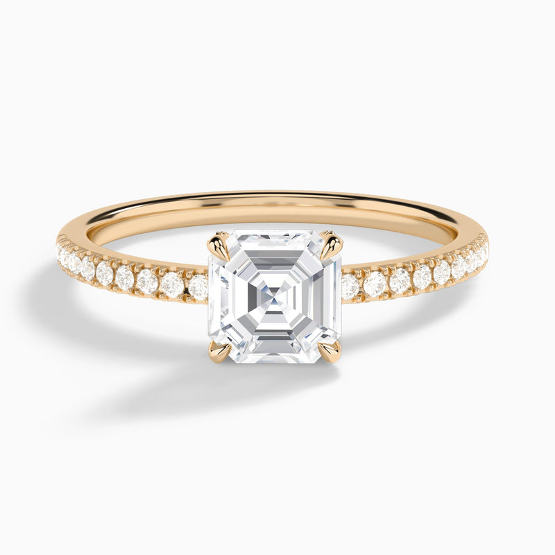 Asscher Valentina Pavé Lab Grown Diamond Engagement Ring In 14K Rose Gold - Lucenjuri