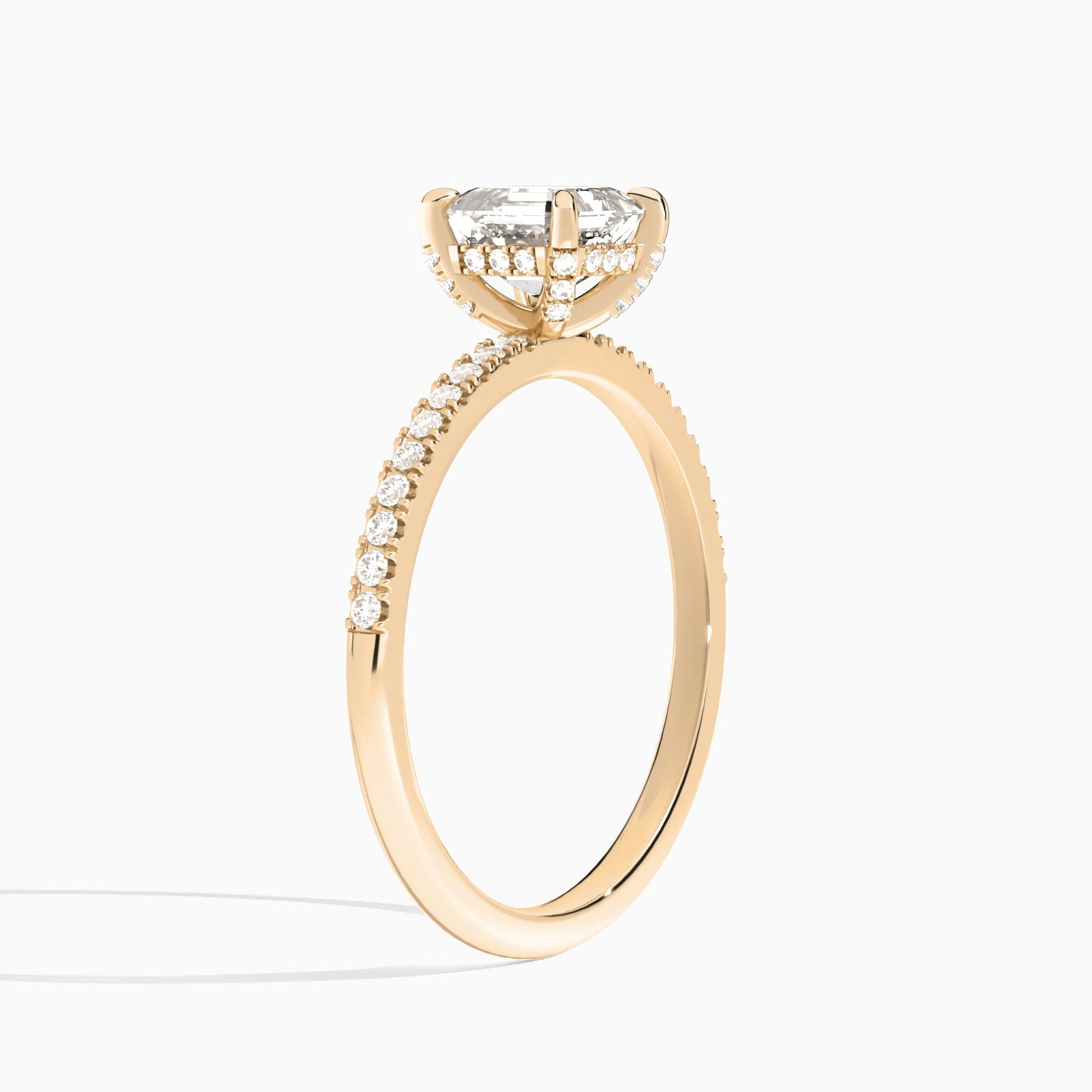 Asscher Valentina Pavé Lab Grown Diamond Engagement Ring In 14K Rose Gold, Angle View