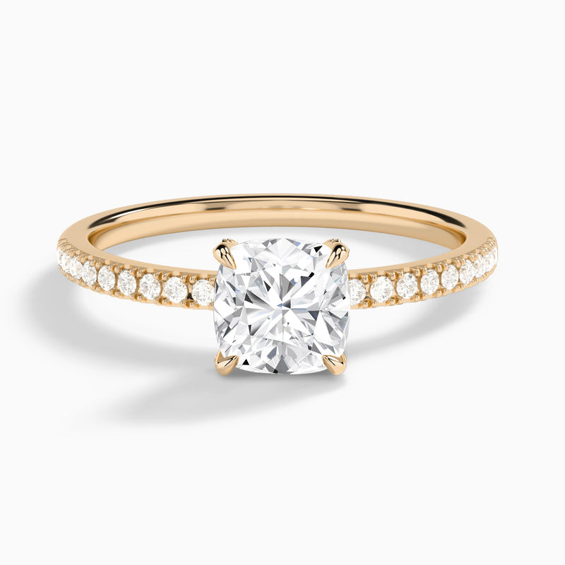 Cushion Valentina Pavé Lab Grown Diamond Engagement Ring In 14K Rose Gold - Lucenjuri