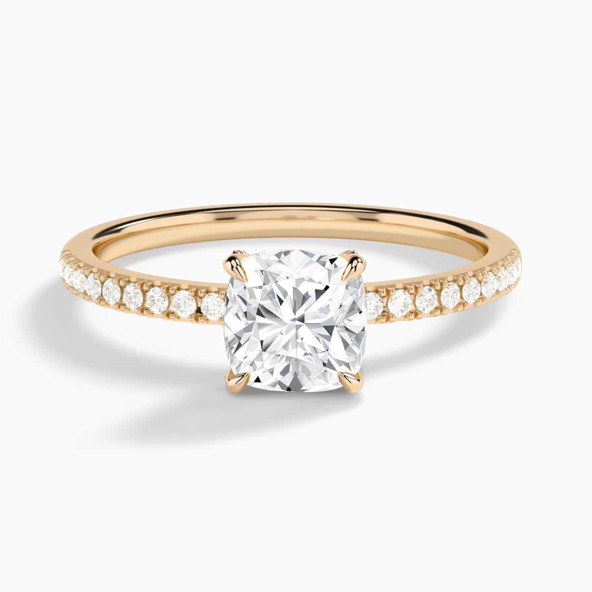 Cushion Valentina Pavé Lab Grown Diamond Engagement Ring In 14K Rose Gold - Lucenjuri