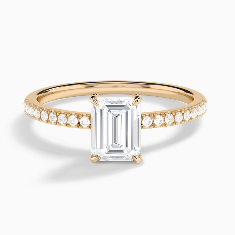 Emerald Valentina Pavé Lab Grown Diamond Engagement Ring In 14K Rose Gold - Lucenjuri