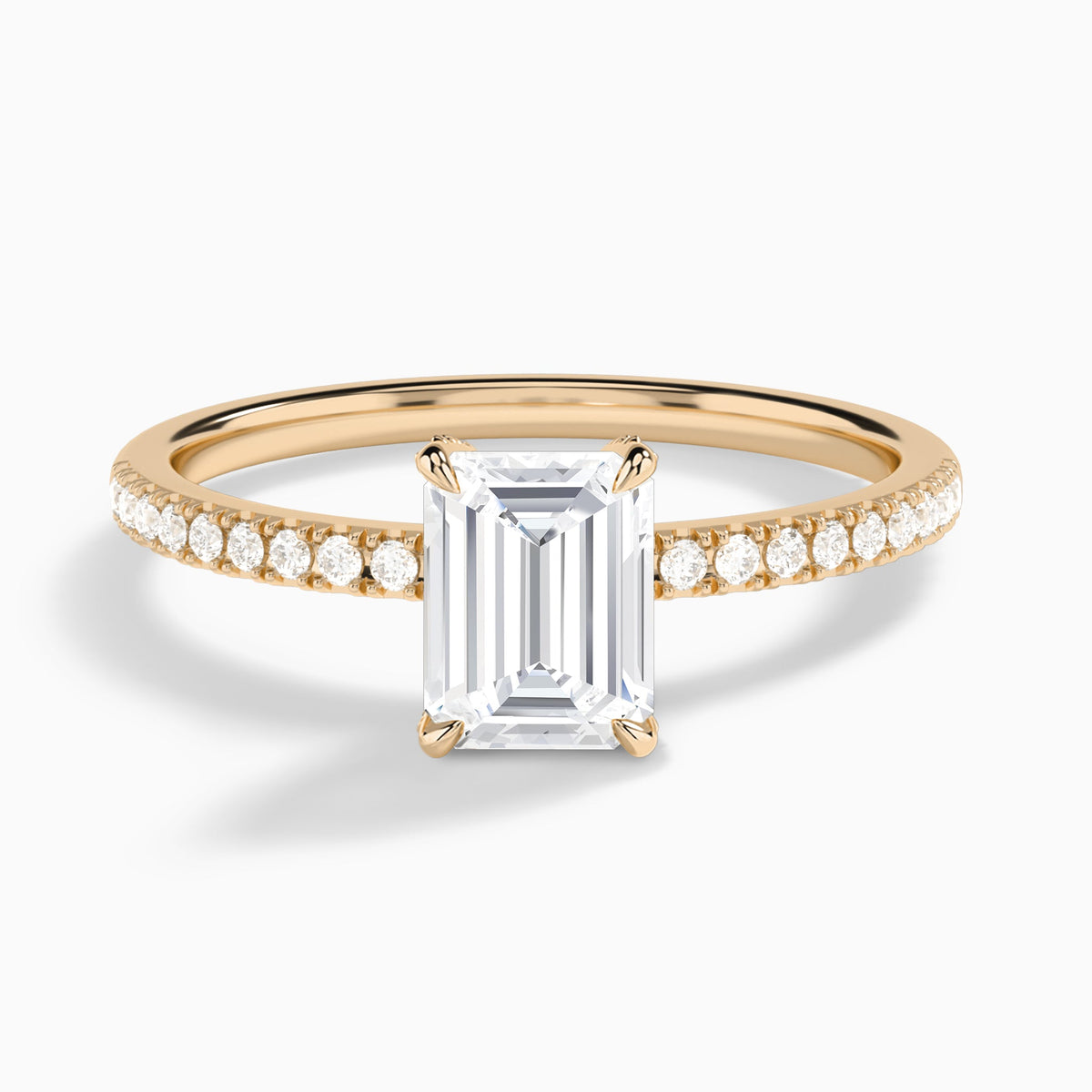 Emerald Valentina Pavé Lab Grown Diamond Engagement Ring In 14K Rose Gold - Lucenjuri