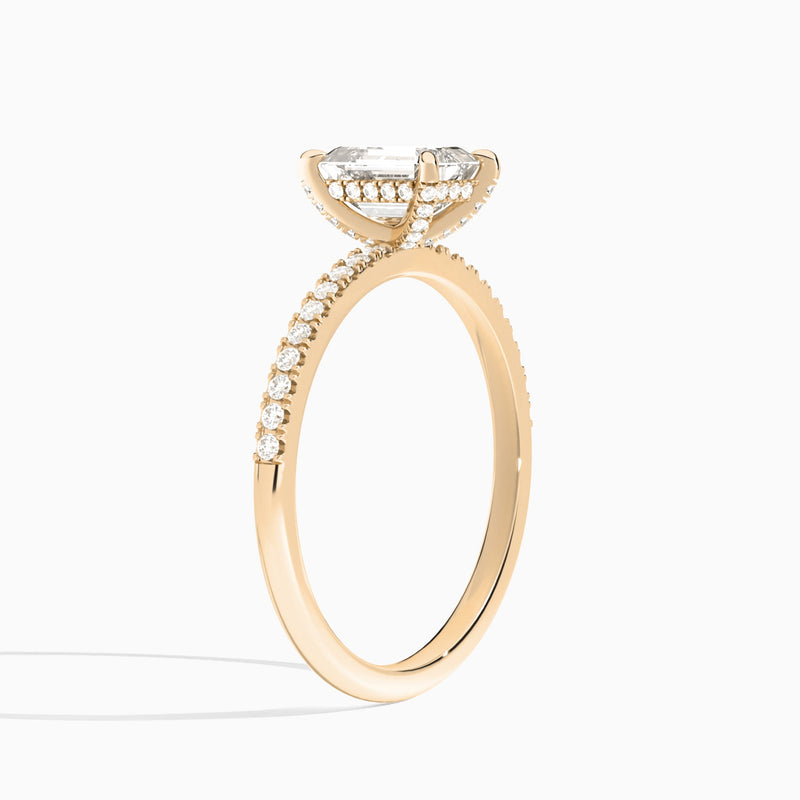 Emerald Valentina Pavé Lab Grown Diamond Engagement Ring In 14K Rose Gold, Angle View