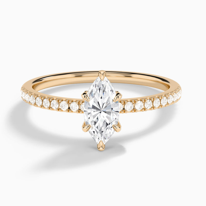 Marquise Valentina Pavé Lab Grown Diamond Engagement Ring In 14K Rose Gold - Lucenjuri