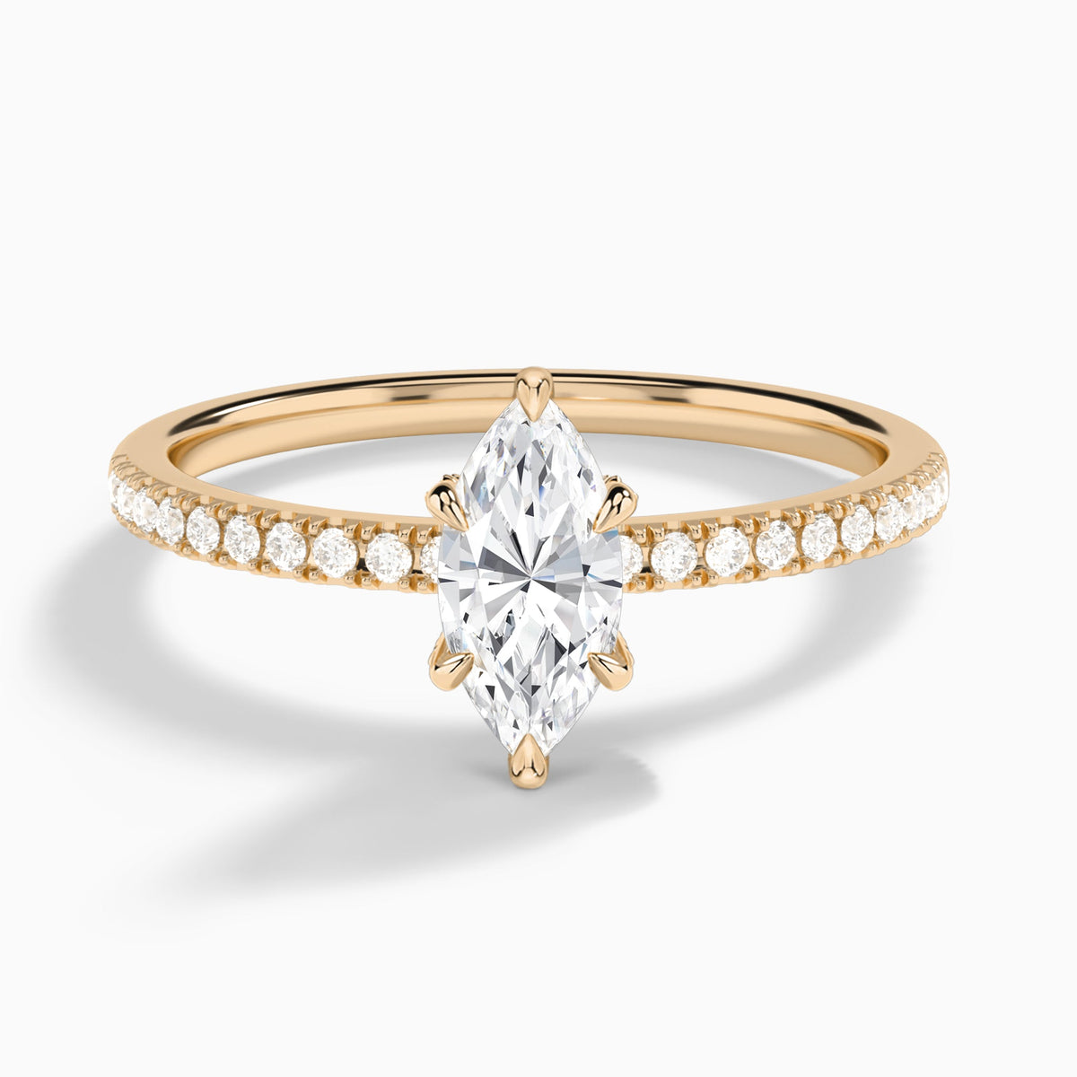 Marquise Valentina Pavé Lab Grown Diamond Engagement Ring In 14K Rose Gold - Lucenjuri