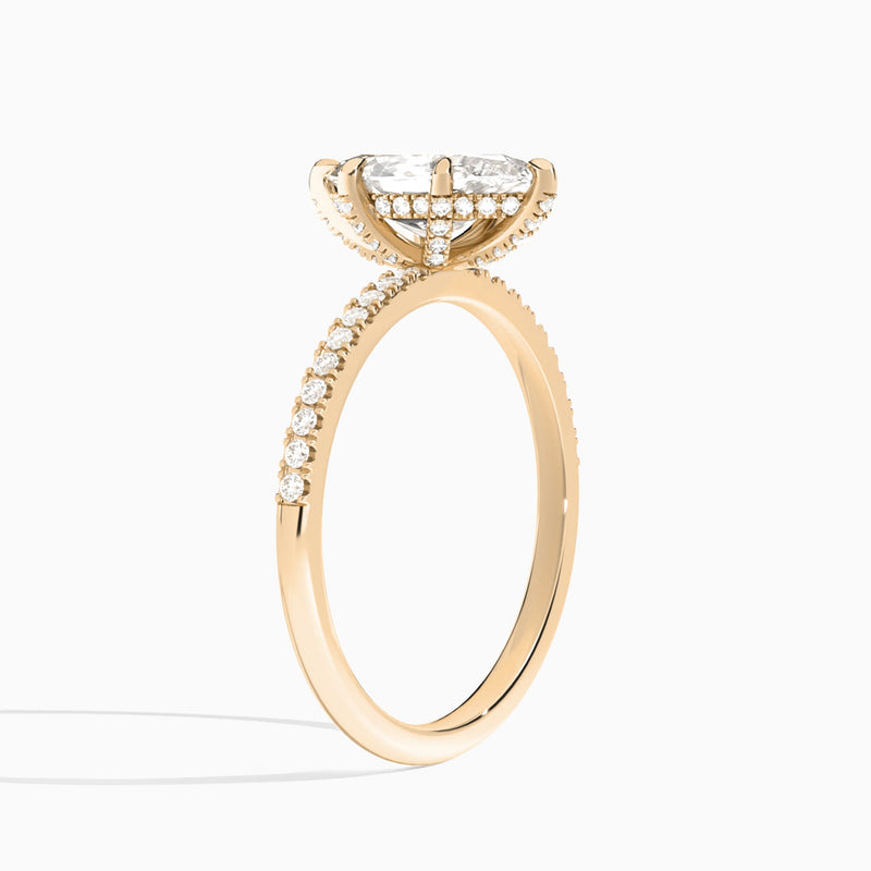 Marquise Valentina Pavé Lab Grown Diamond Engagement Ring In 14K Rose Gold, Angle View