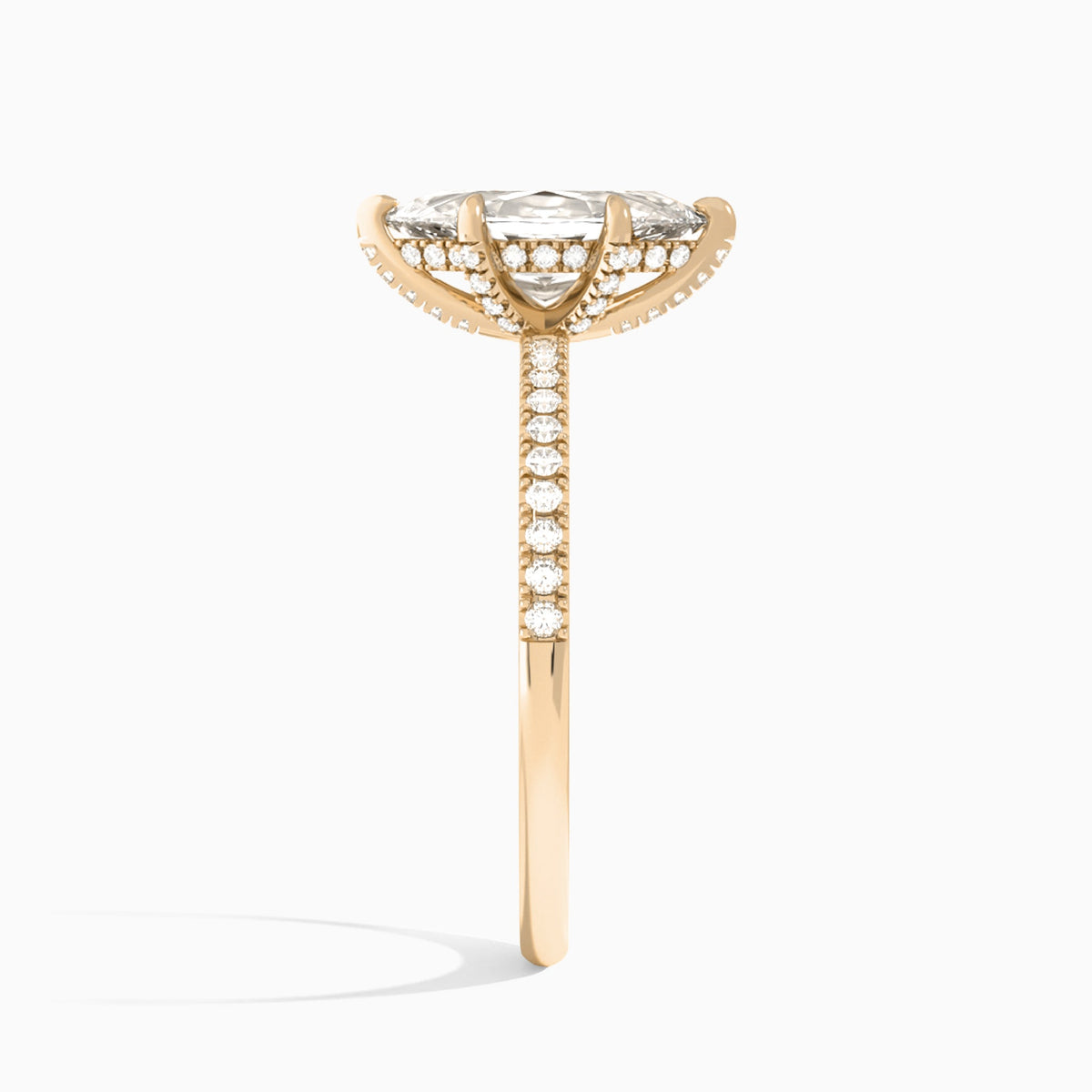 Marquise Valentina Pavé Lab Grown Diamond Engagement Ring In 14K Rose Gold, Side View