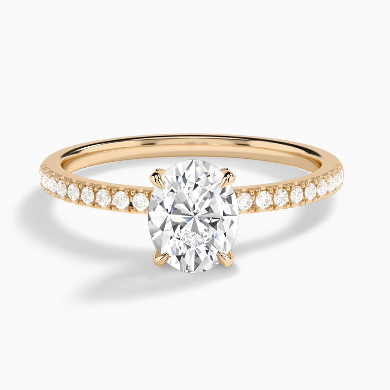 Oval Valentina Pavé Lab Grown Diamond Engagement Ring In 14K Rose Gold - Lucenjuri