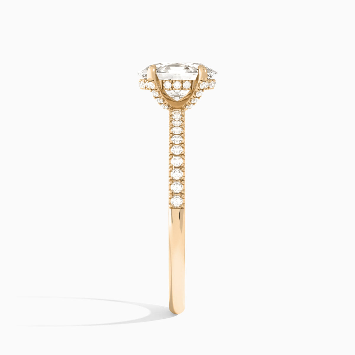 Oval Valentina Pavé Lab Grown Diamond Engagement Ring In 14K Rose Gold, Side View