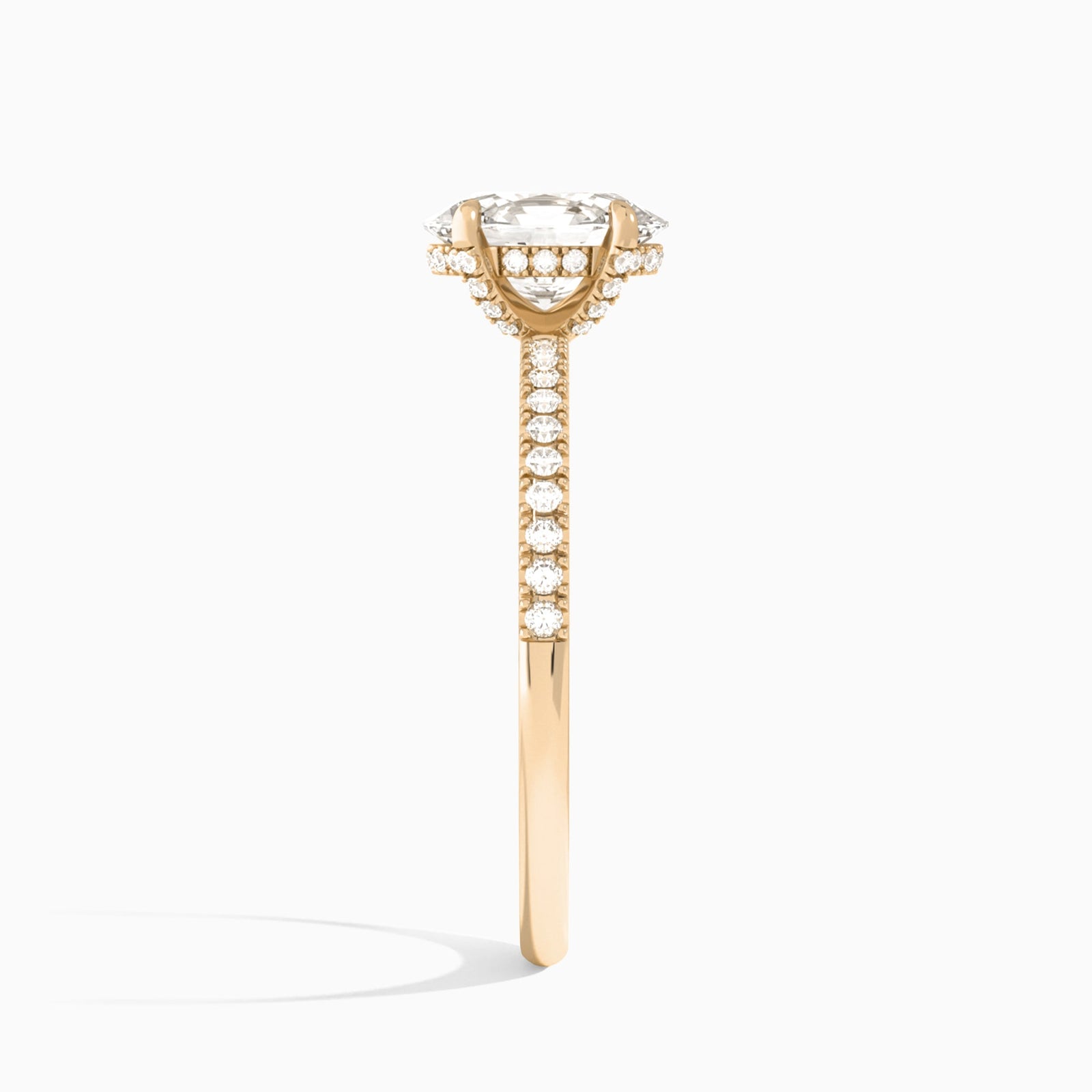 Oval Valentina Pavé Lab Grown Diamond Engagement Ring In 14K Rose Gold, Side View