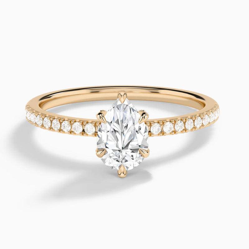 Pear Valentina Pavé Lab Grown Diamond Engagement Ring In 14K Rose Gold - Lucenjuri