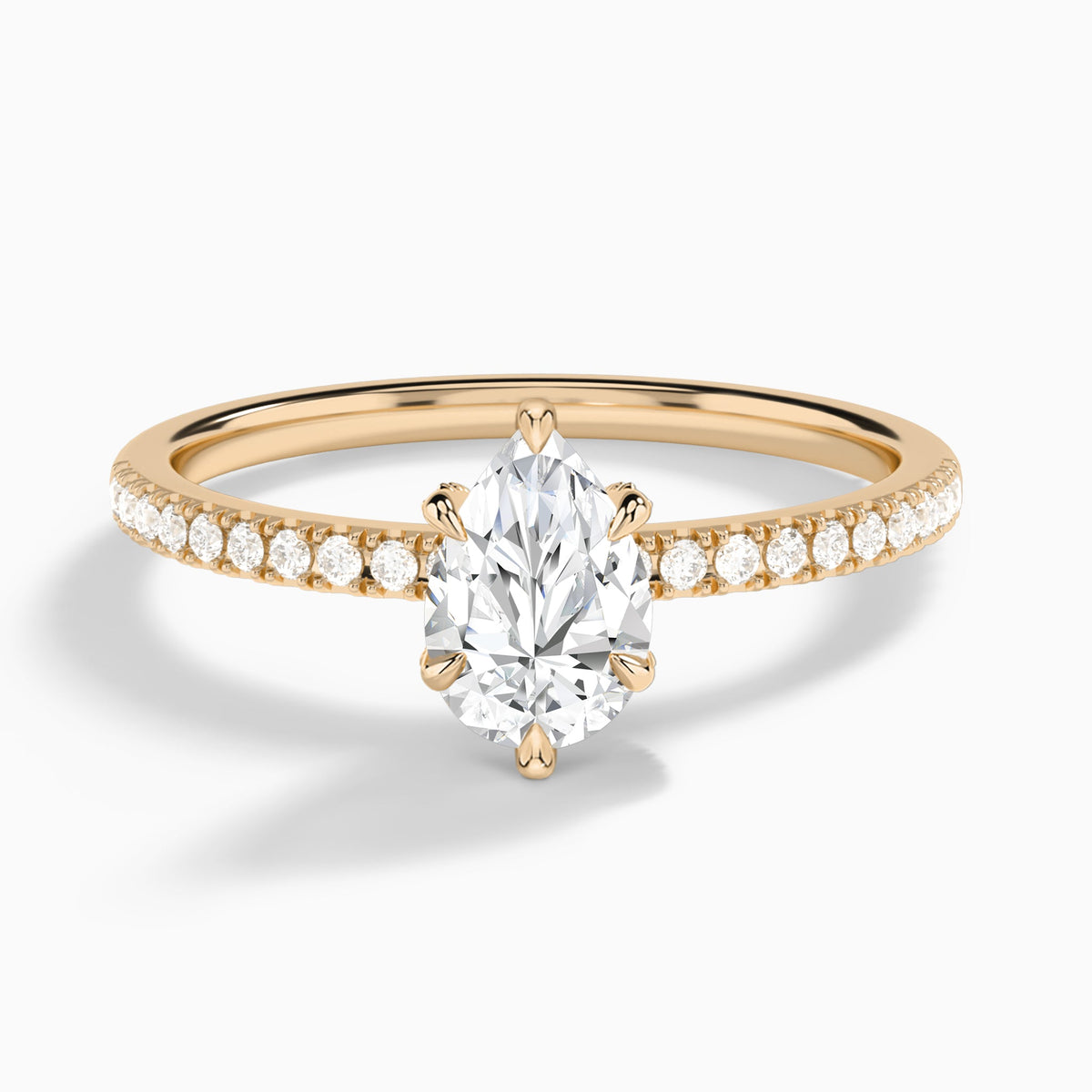 Pear Valentina Pavé Lab Grown Diamond Engagement Ring In 14K Rose Gold - Lucenjuri