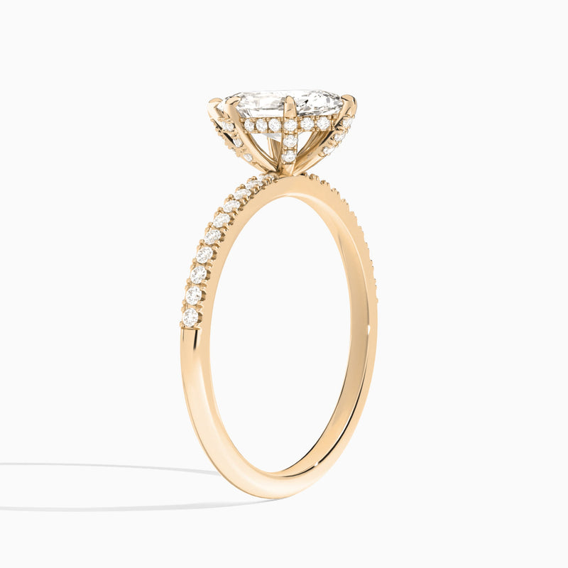 Pear Valentina Pavé Lab Grown Diamond Engagement Ring In 14K Rose Gold, Angle View
