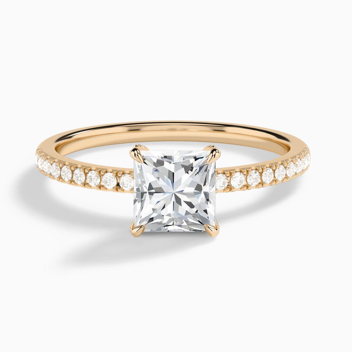 Princess Valentina Pavé Lab Grown Diamond Engagement Ring In 14K Rose Gold - Lucenjuri