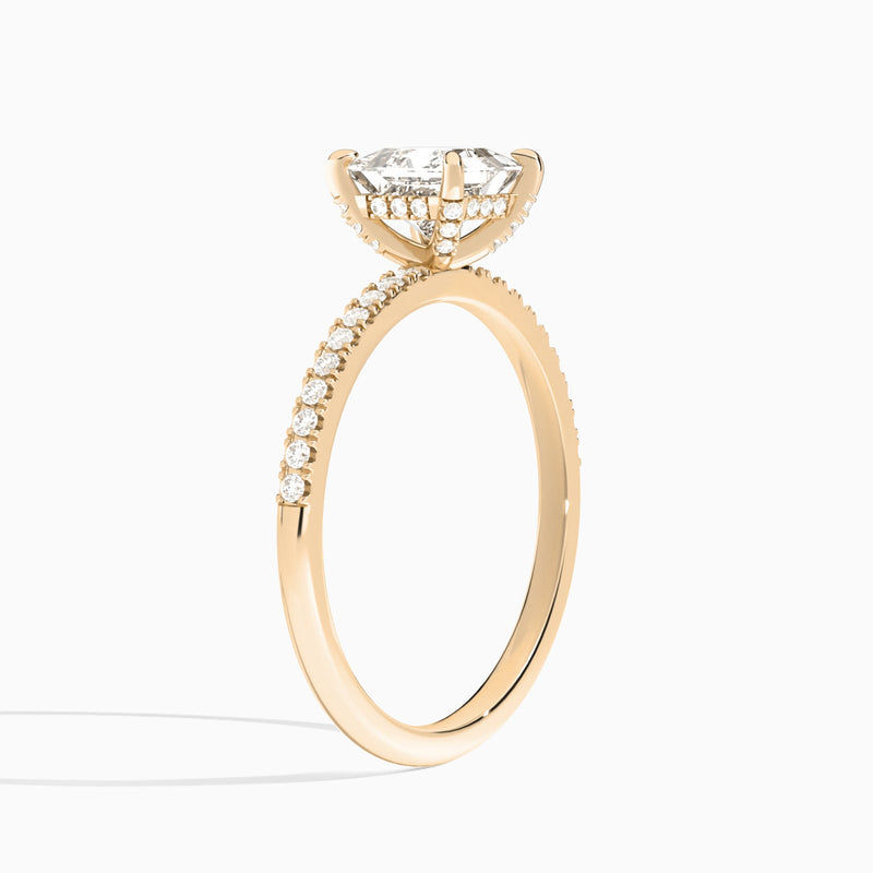 Princess Valentina Pavé Lab Grown Diamond Engagement Ring In 14K Rose Gold, Angle View