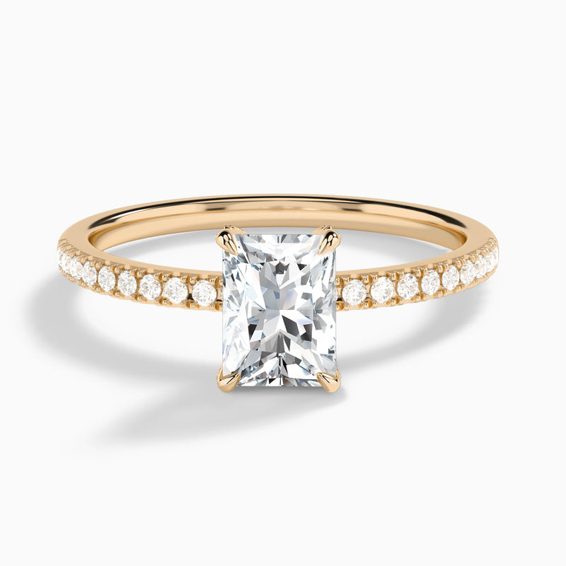 Radiant Valentina Pavé Lab Grown Diamond Engagement Ring In 14K Rose Gold - Lucenjuri