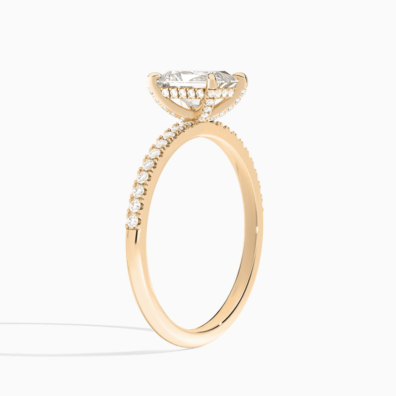 Radiant Valentina Pavé Lab Grown Diamond Engagement Ring In 14K Rose Gold, Angle View