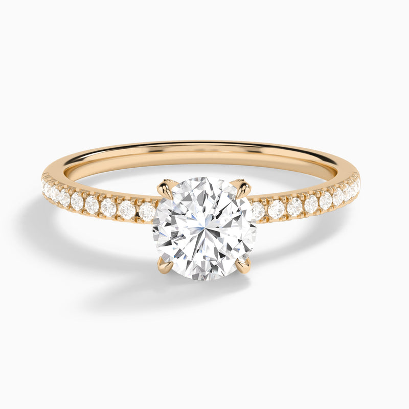Round Valentina Pavé Lab Grown Diamond Engagement Ring In 14K Rose Gold - Lucenjuri