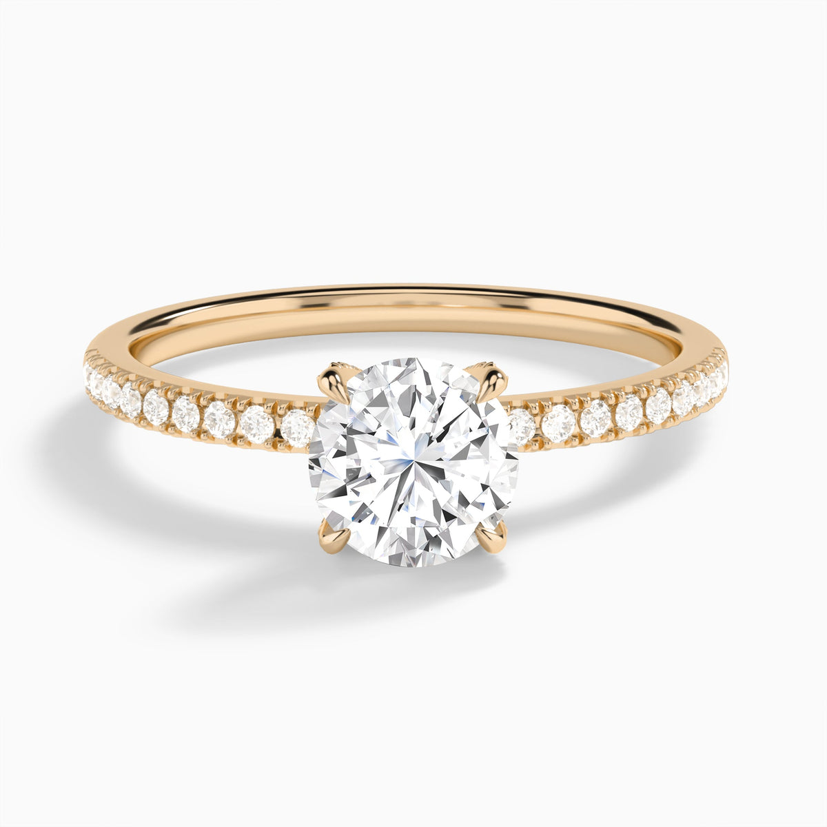 Round Valentina Pavé Lab Grown Diamond Engagement Ring In 14K Rose Gold - Lucenjuri