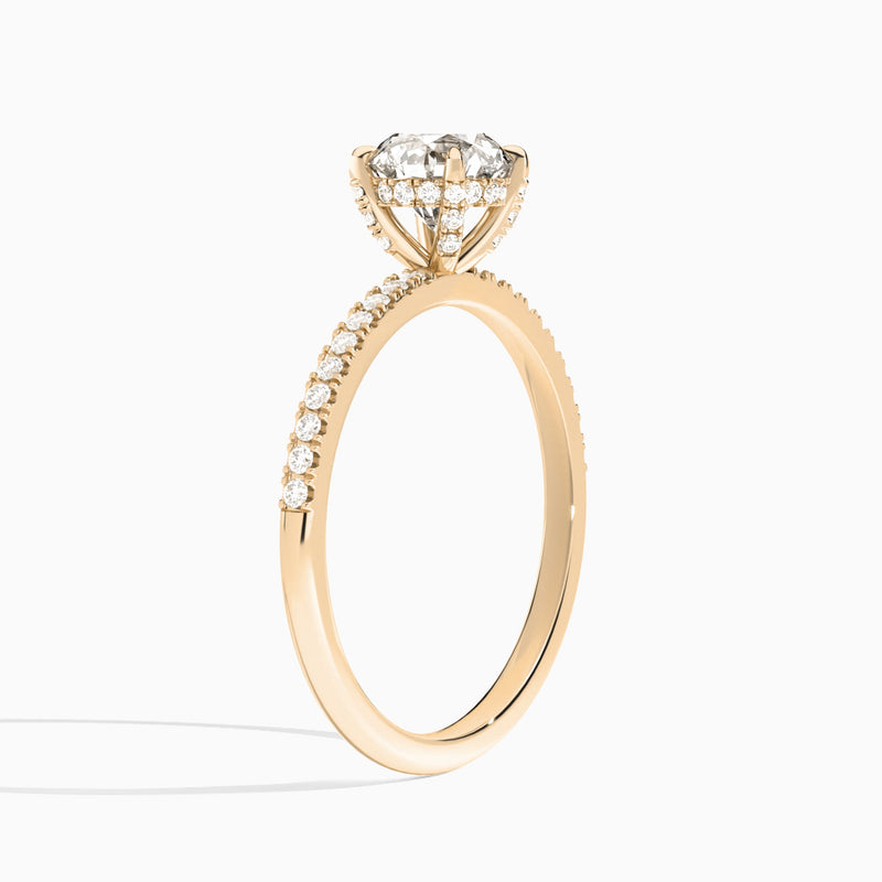 Round Valentina Pavé Lab Grown Diamond Engagement Ring In 14K Rose Gold, Angle View